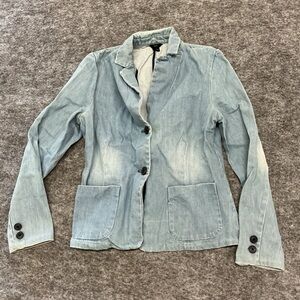 GAP Vintage 90s Denim Cotton Blue Business Casual Coastal Blazer H